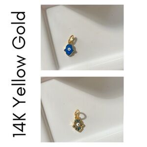🐘🐘 14K Gold Plated Blue Hamsa Hand Charm